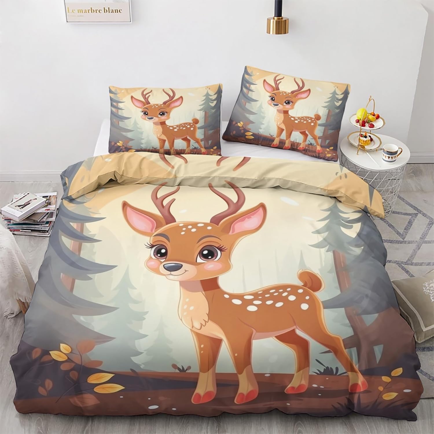 Housse de couette 200x200 Xiaoluzi imprimée pin pour une chambre chaleureuse en hiver