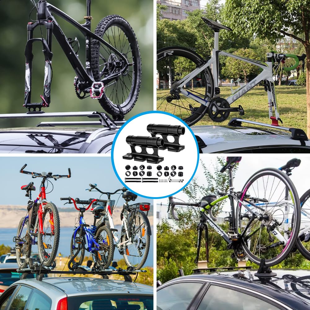 2 Stück Fahrrad Gabelhalterung, Auto Fahrrad Dachträger Gabelhalterung, Fahrradhalterung Auto aus Aluminiumlegierung, fahrrads Gabelträger mit Schnellspanner für LKW SUV Anhänger Autos