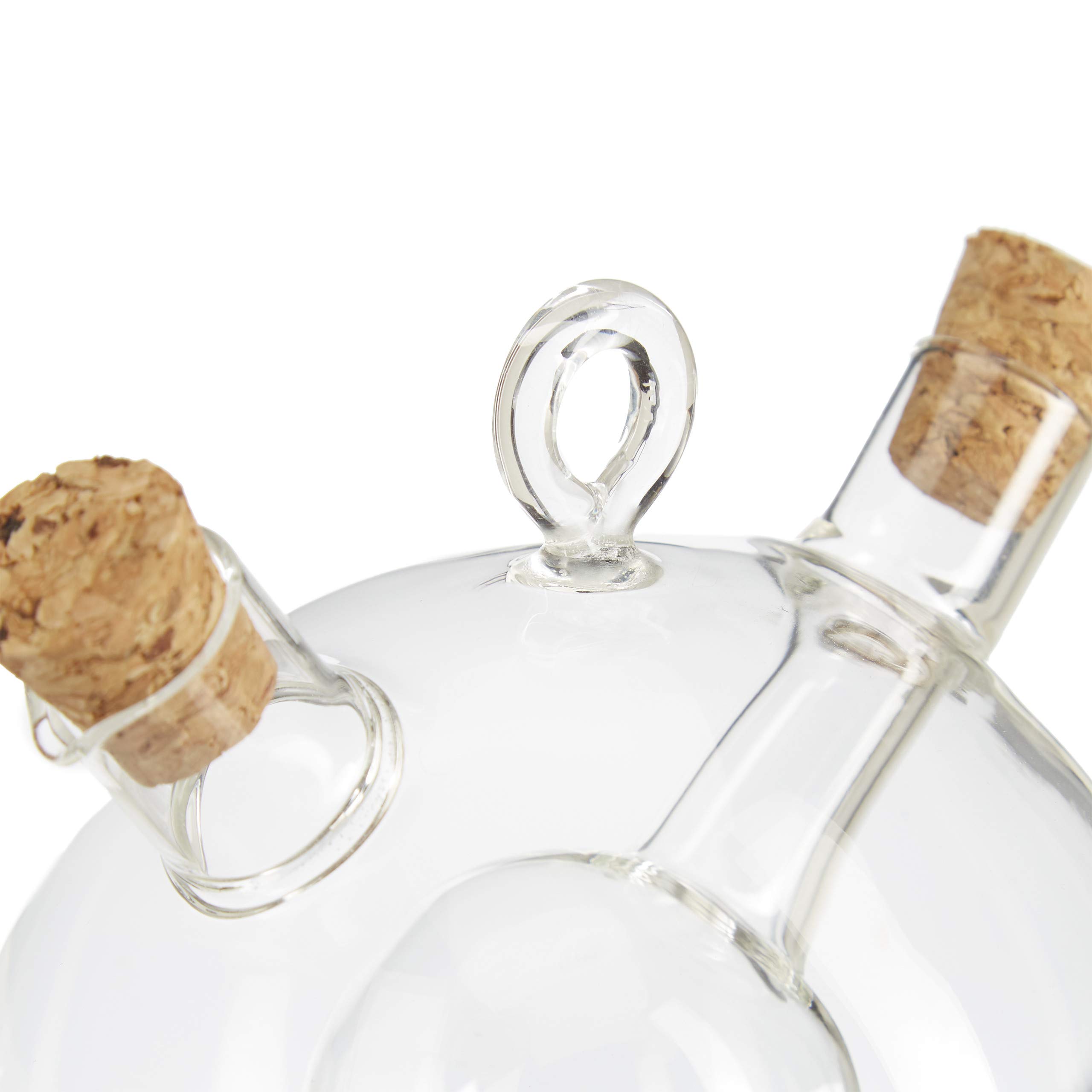 Relaxdays 10 Aceiteras & Vinagreras, 2 en 1, Tapón de corcho, 375 ml & 50 ml, Cristal, Transparente