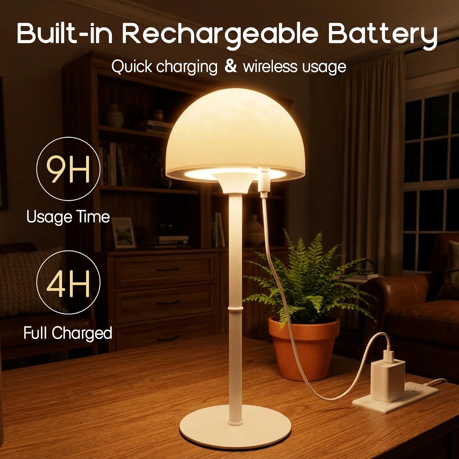 Waterproof Shower Lamp, Cordless Bathroom Lamp with Remote & Touch Control, Rechargeable Shower Light with RGB Color Changeable Ocean Wave Projector, LED Table Lamp for Inside Shower, Bathtub, Bedroom