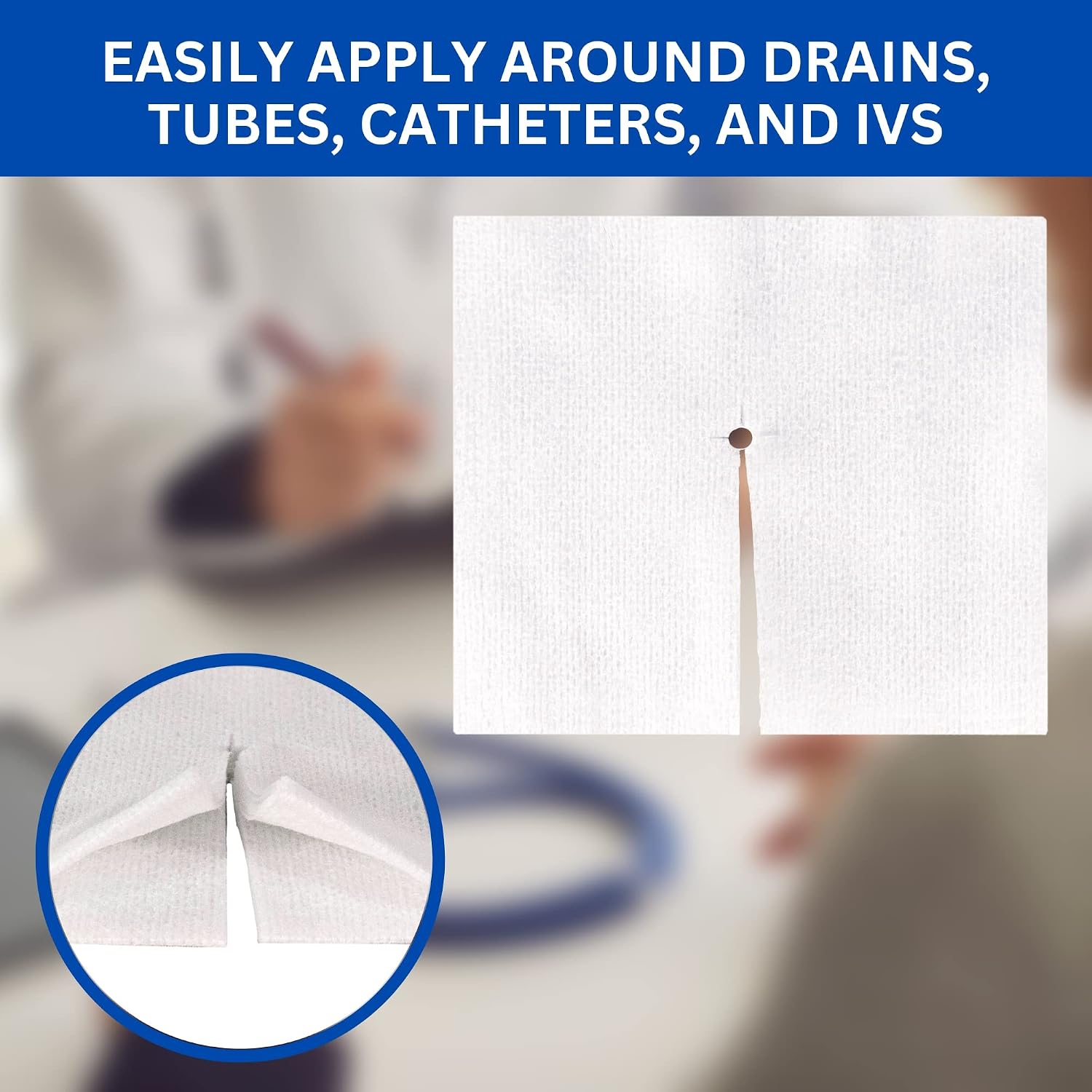Split Drain Sponge 4x4 6 Ply [Pack of 100] Precut 4"X4" Sterile Slit Gauze Pads - 2 Boxes of 25 Packs of 2 + 2 Rolls of Medical Tape (2)