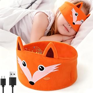 Kids Sleep Headband Wireless Bluetooth Headphones, Soft Over-Ear Headband with HD Stereo Speakers, Unique Gifts Cool Gadgets for Sleeping Workout Boy Gifts, Wireless Headband Headphones (Fox)