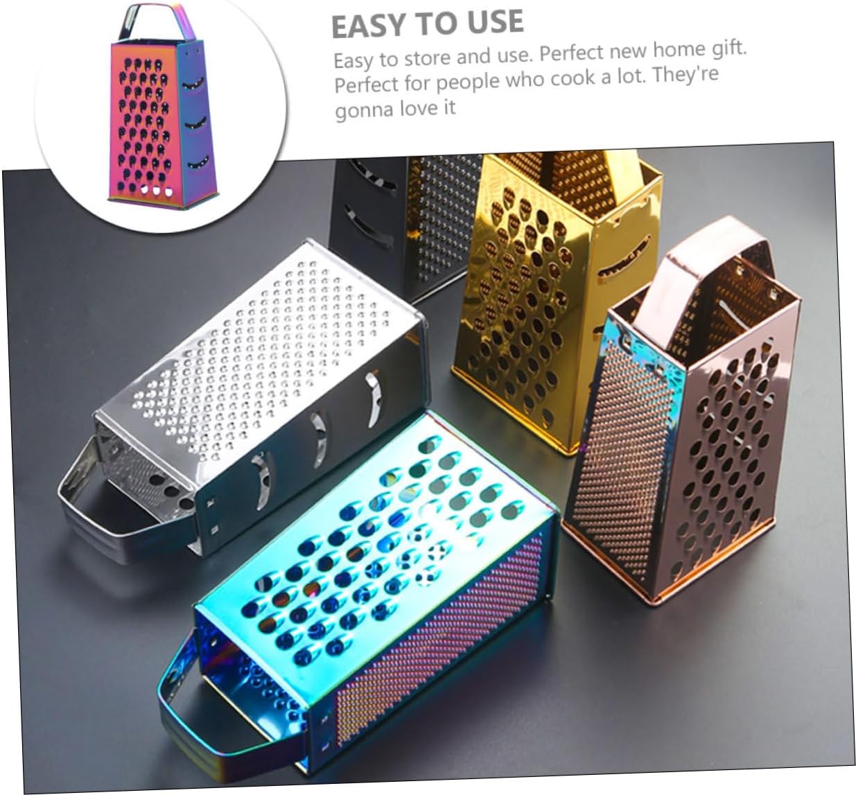 Stainless Steel Cheese Grater, 4 Sided Manual Kitchen Tool