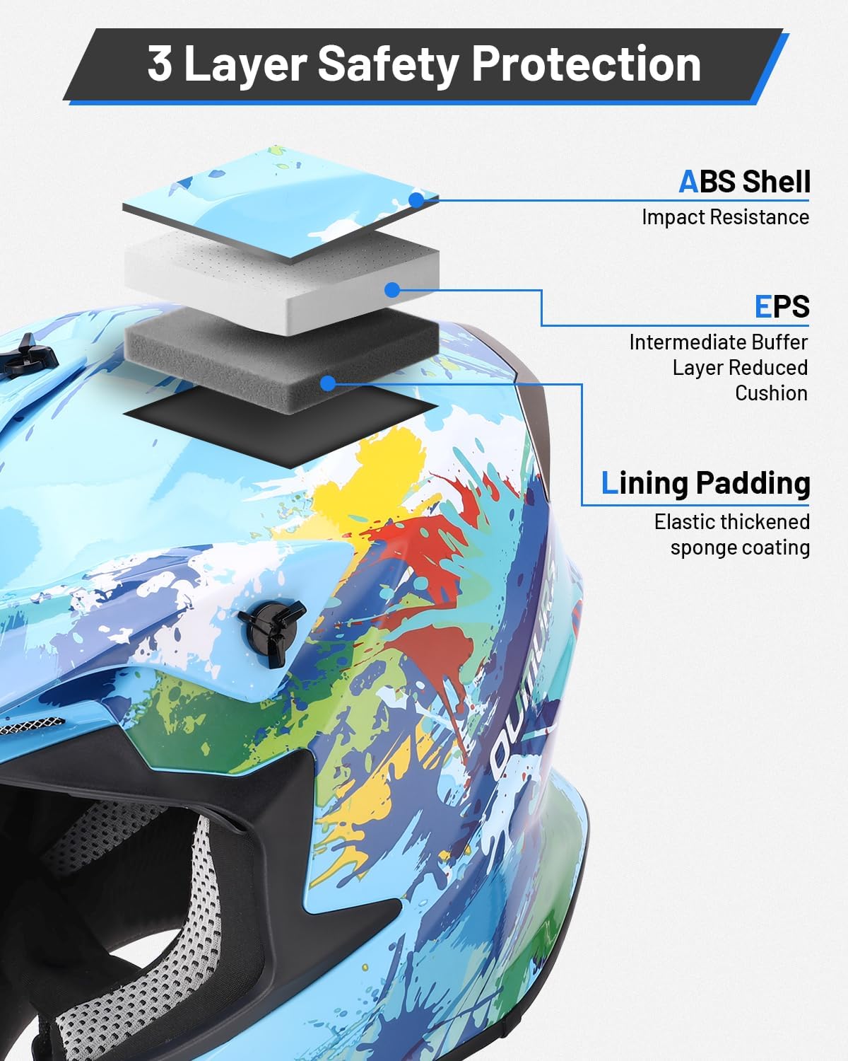 Youth Dirt Bike Helmet for Boys & Girls with Goggles & Gloves for 8-18 Years Old, DOT Certified Kid ATV Helmet Motocross Off Road