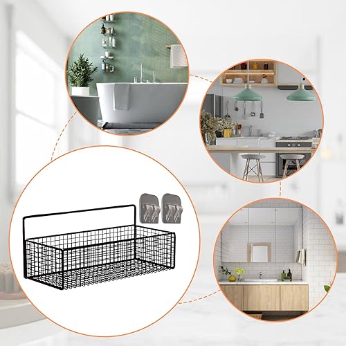 Miniatura 4 de Estante adhesivo  Organizador de pared de baño  Estante de almacenamiento de ducha sin taladro  Cesta montada en la pared para artículos de tocador