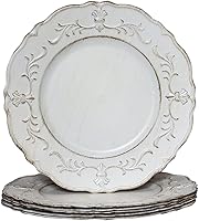 Vista 9 de Spsyrine Plato de carga amarillo claro, 13 pulgadas de plástico en relieve para cena, juego de 6 elegantes decoraciones para bodas, cenas, eventos
