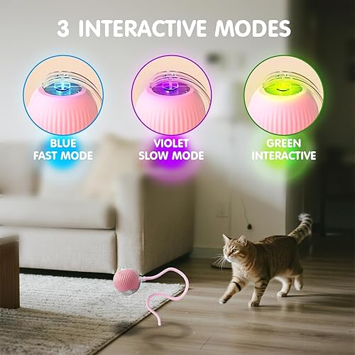 Miniatura 4 de Rocfish Juguetes interactivos duraderos para gatos de interior, juguete automático inteligente de persecución de gatos, juguete mejorado para gatos