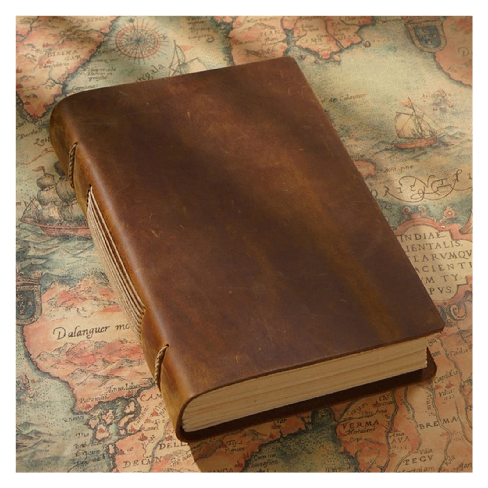 SePKUs Copertina per notebook fatta a mano Diario retrò Quaderno per schizzi Insegnante adolescente Regalo Carta Kraft vuota Libro originale 400 pagine (A)
