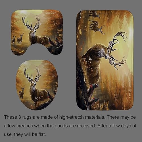 Miniatura 4 de Jayden Madge - Juego de 4 cortinas de ducha de ciervo, decoración de baño de granja, montaña, otoño, árbol, bosque, faisán, alce, animales salvajes,