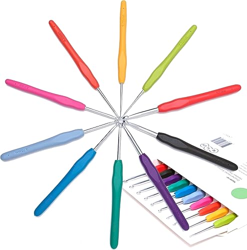 lelulim Juego de ganchos de ganchillo, 10 tamaños, B-0.089 in a J-0.236 in