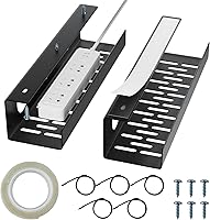 Vista 1 de Self-Adhesive Under Desk Cable Management Tray 2 Pcs Steel Under Desk Wires Organizer Power Strip Management No Drill Under Table Organizer for