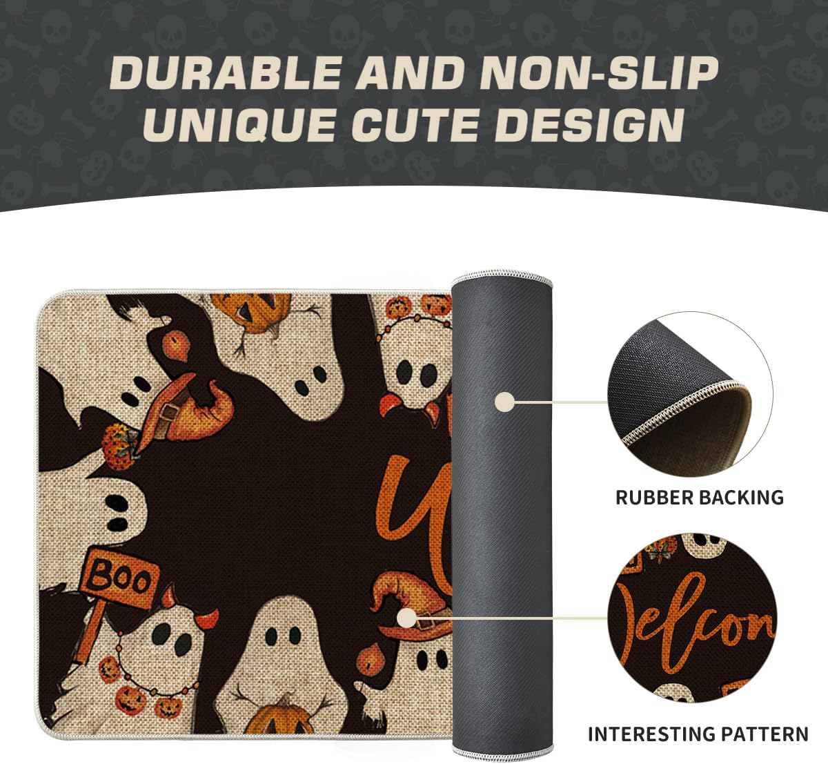 Artoid Mode Ghost Boo Halloween Welcome Doormat, Home Decor Low-Profile Runner Rug Door Mat Floor Mat for Indoor Outdoor 24x59 Inch