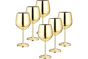Elegant 18 oz Stainless Steel Wine Glasses Set of 6