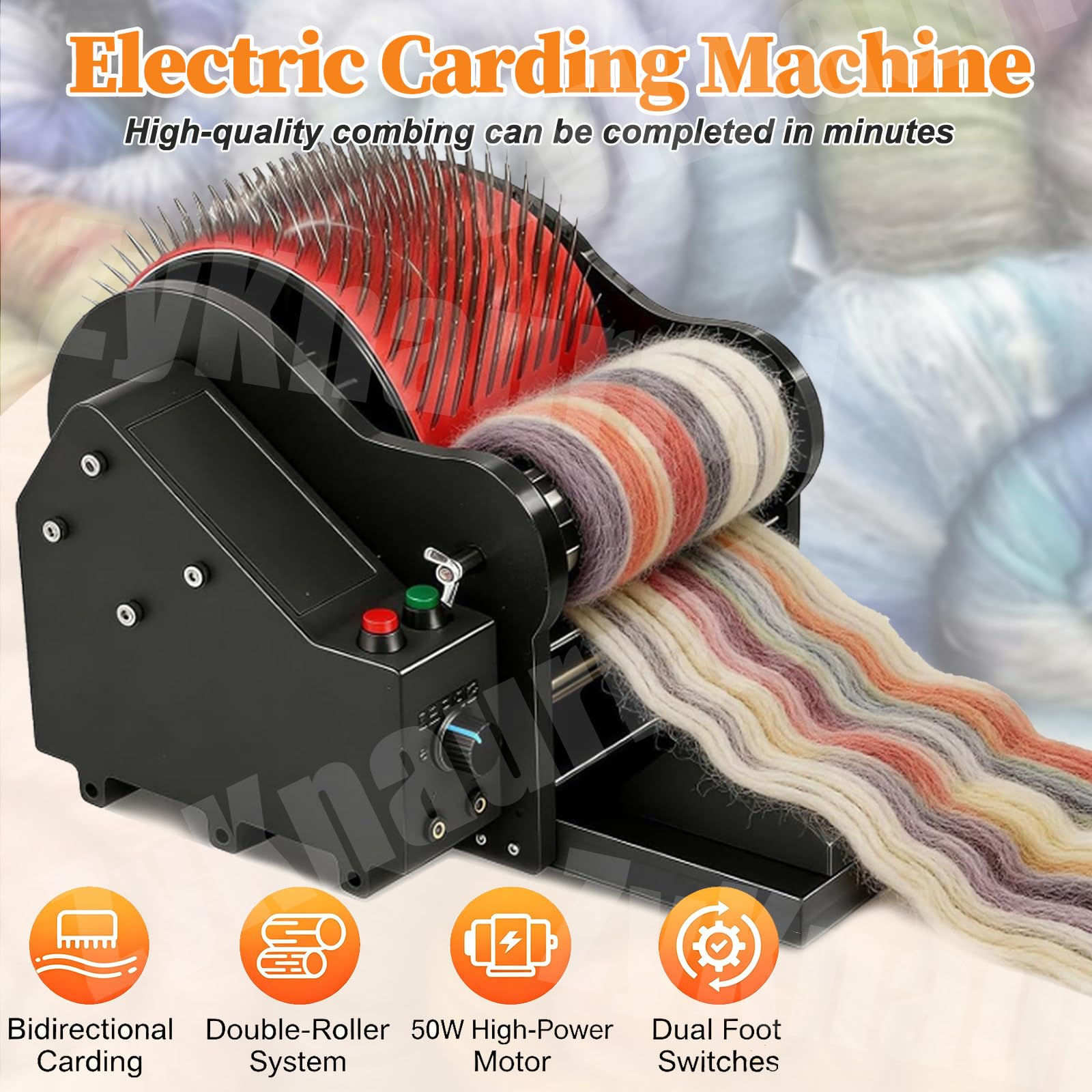 Cardeuse électrique à Tambour, Machine à Carder La Laine, Répartition Homogène Des Fibres, Laine D’alpaga Et Poils De Chien – Double Rouleau Pour Le Filage, Le Feutrage Et Les Fils Artistiques