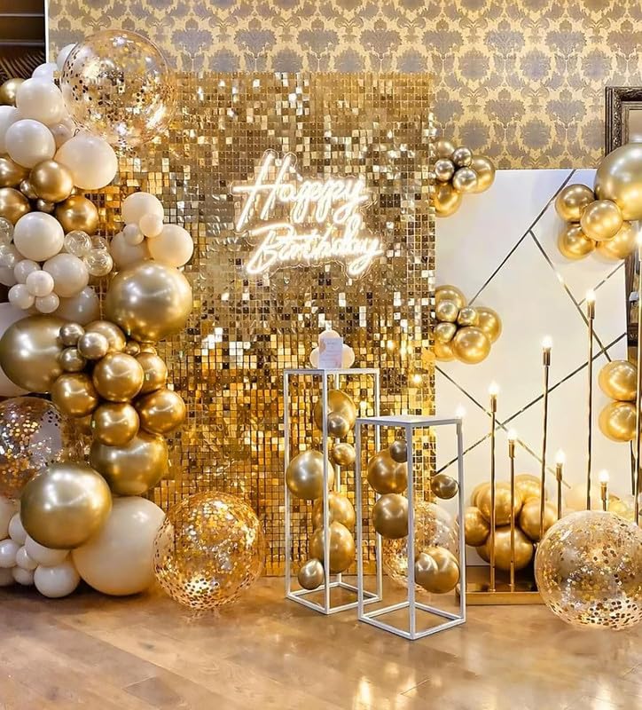 Image of 50Pcs Gold Balloons, Metallic Gold Latex Balloons for Party Decorations | 12-inch Metallic Gold Balloons Kit for Birthday, Wedding, Graduation, Anniversary, New Year, Baby Shower & events