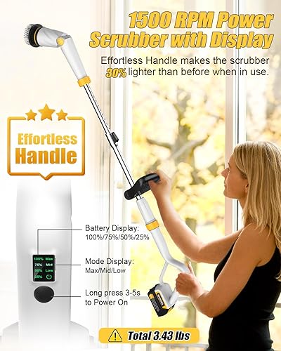 Miniatura 4 de Qimedo Limpiador eléctrico giratorio con dos baterías Q2 Pro, limpiador eléctrico de alta potencia de 1500 RPM para limpieza, cepillo de limpieza