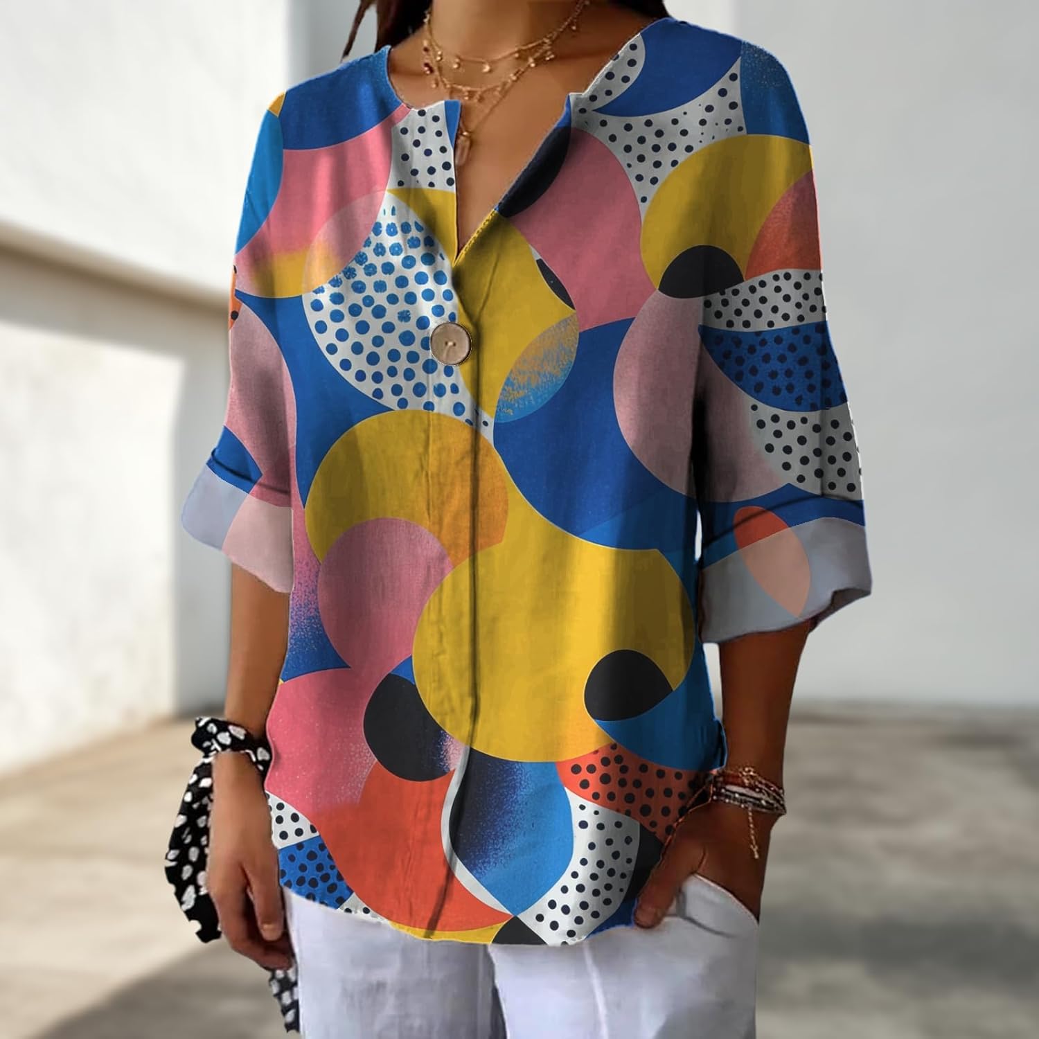 Short Sleeve V Neck Shirts for Women Stylish Floral Graphic Loose Fit Basic Comfortable Blouses - Image 2