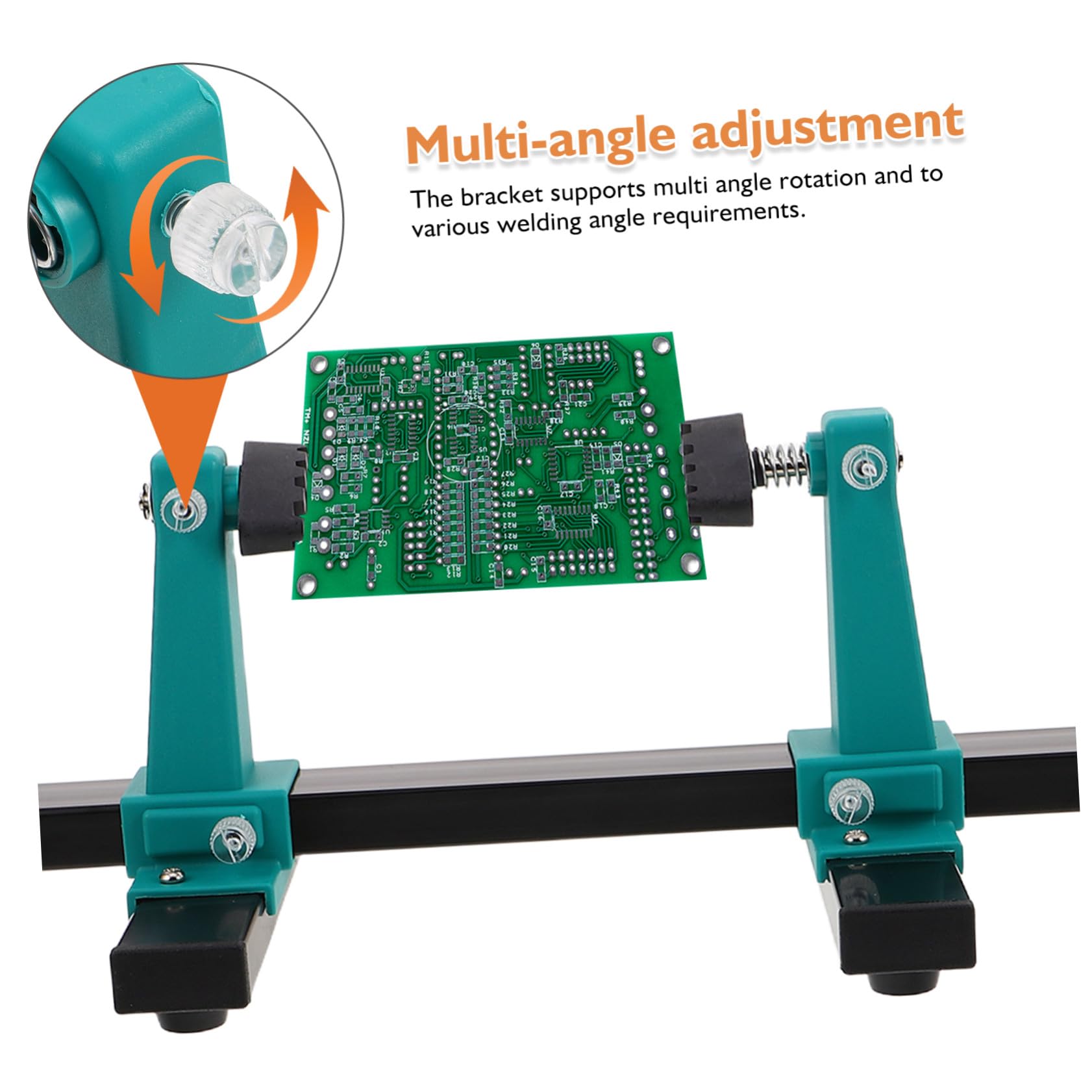Supporto Pcb Rotante con Base e Porta Saldatore Nero | Supporto per Schede, Metallo e Plastica, Posizionamento Rapido, per Riparazioni Fai-da-te e Laboratori Professionali