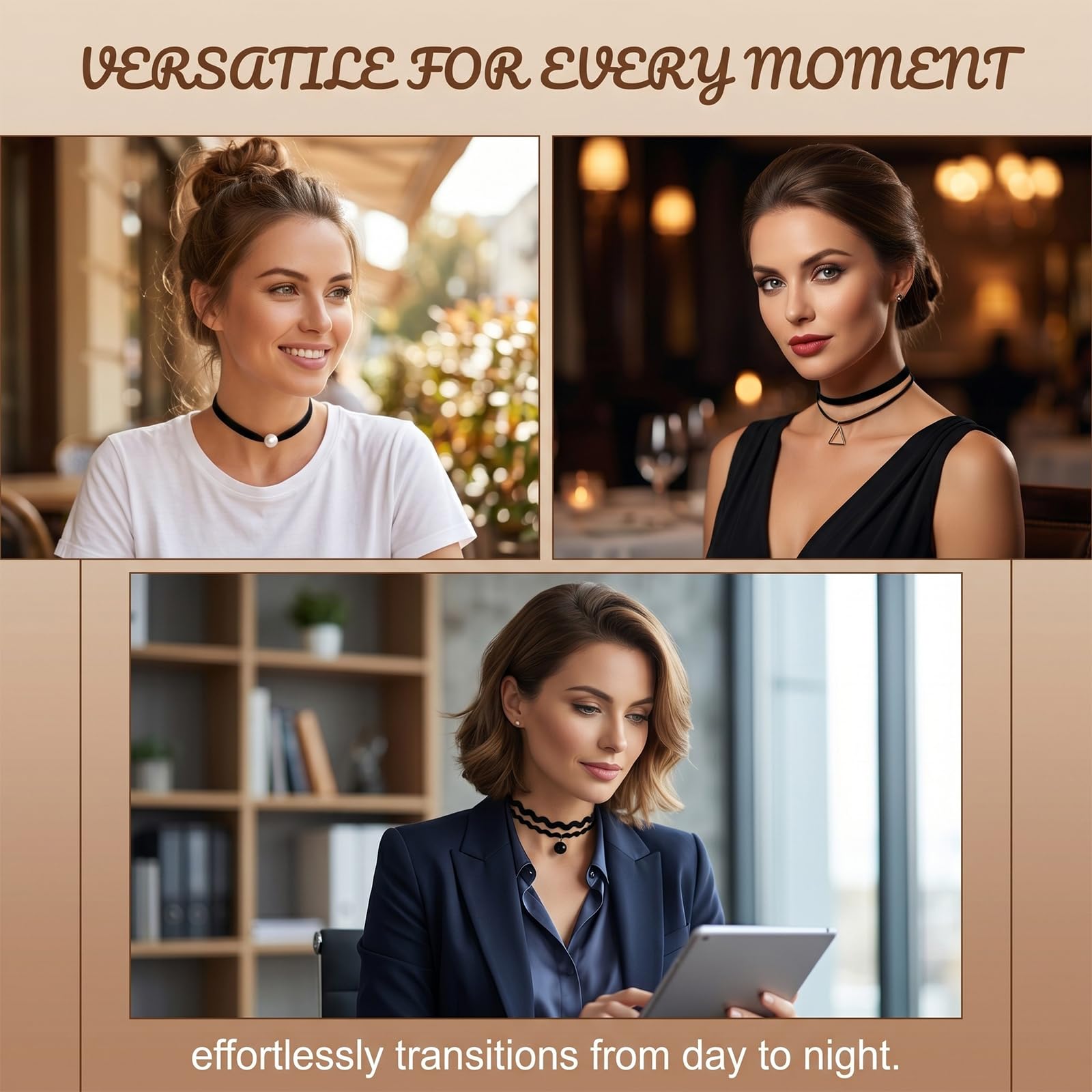 5 Collane Choker Donna per Maglieria, Collane Girocollo Eleganti per Decorazioni, Accessori per Feste e Halloween, Set Completo per Creazioni Artigianali, Tessuto Elastico