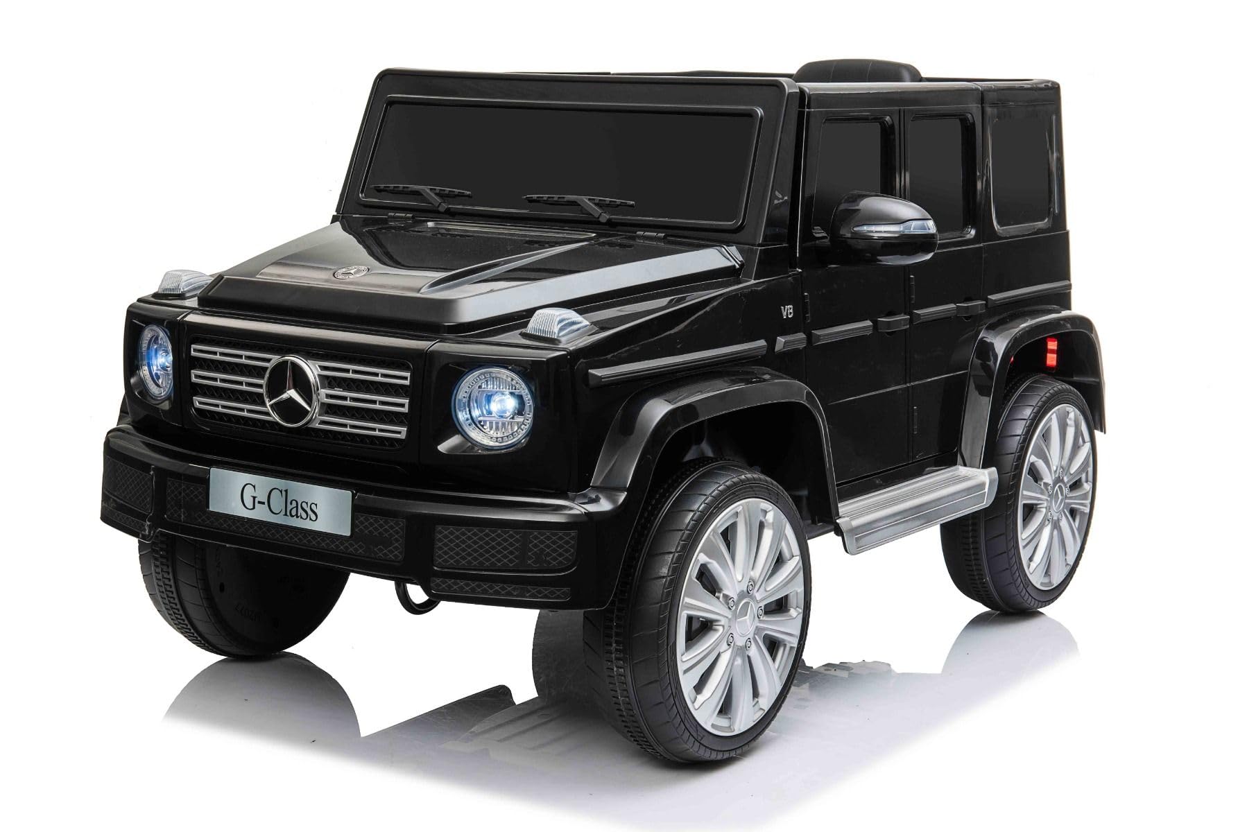 Mercedes G500 12 V elektryczny samochód elektryczny, czarny, pilot zdalnego sterowania 2,4 GHz, wejście USB/SD, tylne zawieszenie, bateria litowa, oświetlenie LED, oryginalna licencja