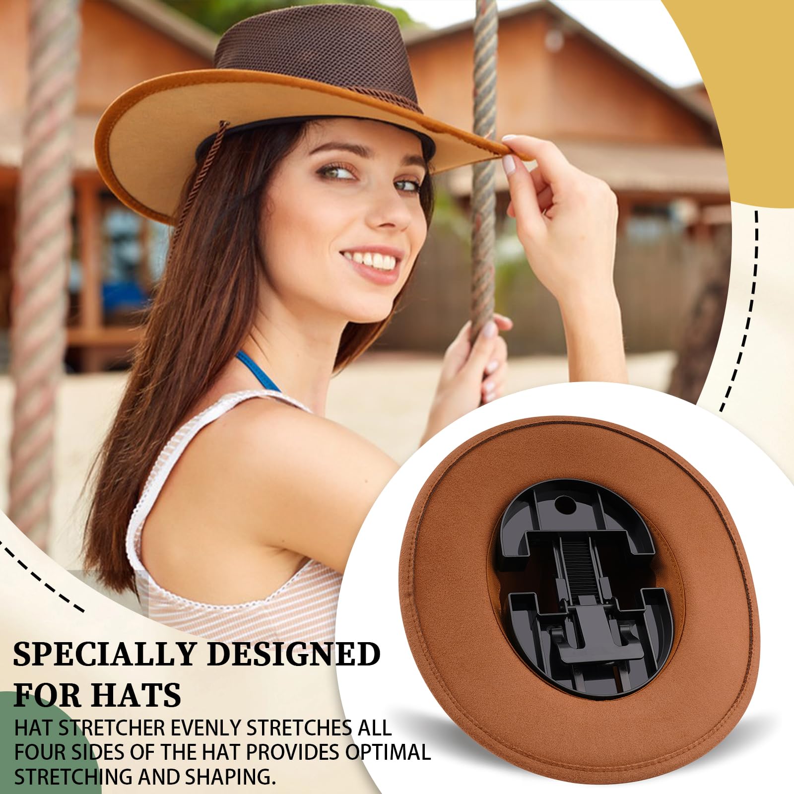 Eiito Camilla ajustable para sombreros ajustados, sombreros de vaquero de 7 a 8 1/2, ajustable para todas las gorras, color negro