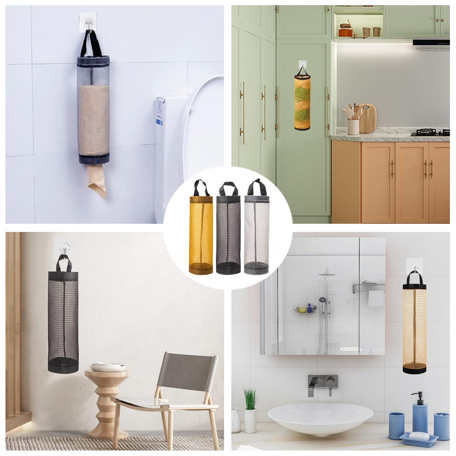 UMCHU 2 Pièces Range Sac Plastique - Distributeur Sacs Poubelle Autocollant Pour Cuisine