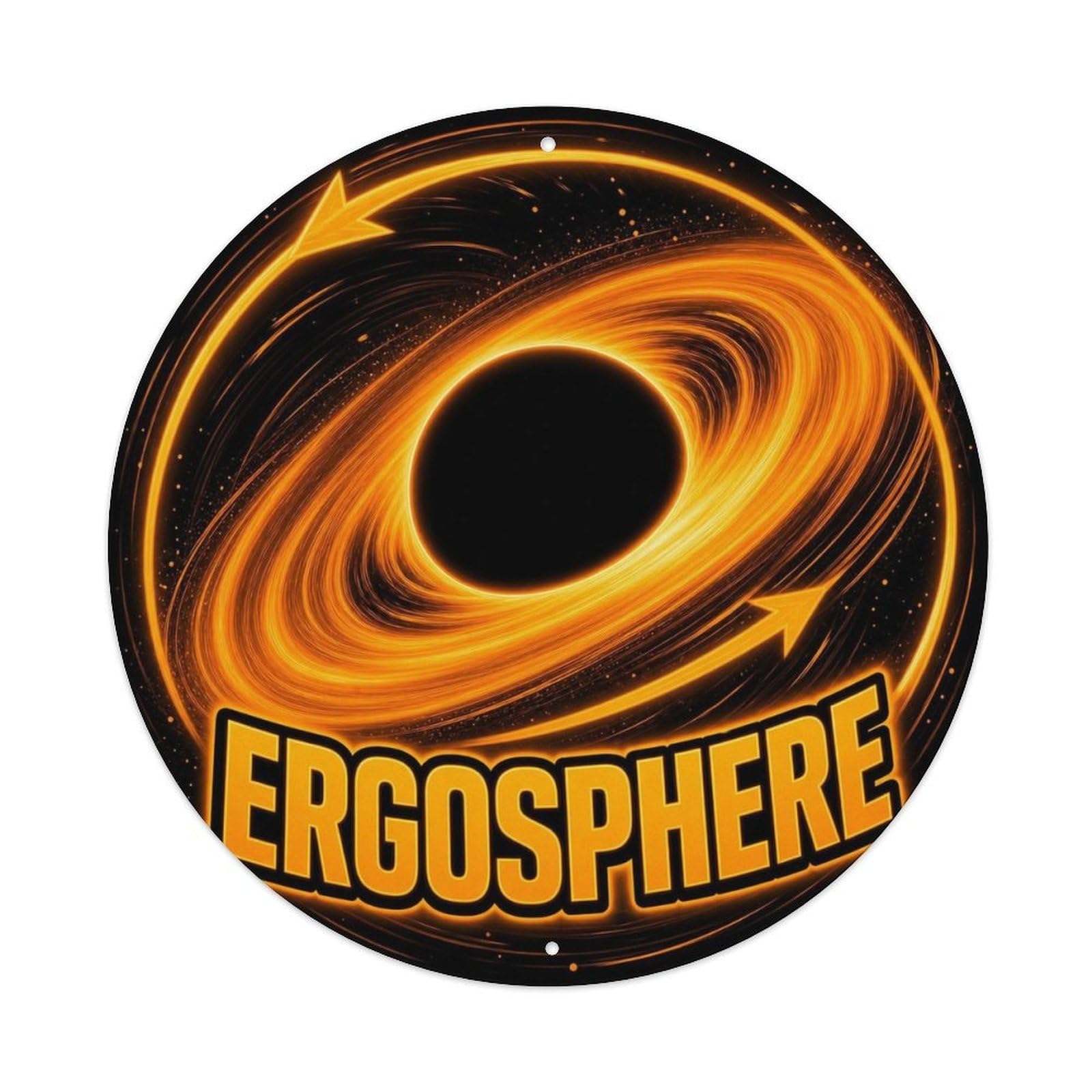 Astronomy Black Hole Ergosphere Universe Cosmos Astral Metal Tin Sign Plaque Wall Decor for Cafe, Man Cave, Club Bar, Office, Home Garden Round Metal Poster 8x8Inch