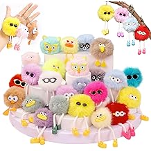 OMyFav 24 PCs Party Favors Keychains - Fuzzy Keychain Cute for Birthday Party Favors for Kids 8-12 Goodie Bags Stuffers for Kids Pinata Stuffers Classroom Prizes Treasure Box Prizes Backpack Charms