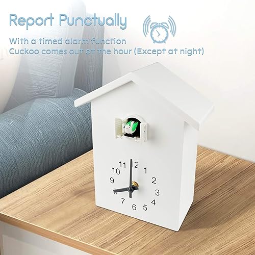 Vista 12 de KEYPOWER Reloj de cuco, reloj de pared de cuco, voz de pájaro cuco, péndulo de diseño con reloj despertador temporizado, casa de pájaros, arte de 5.