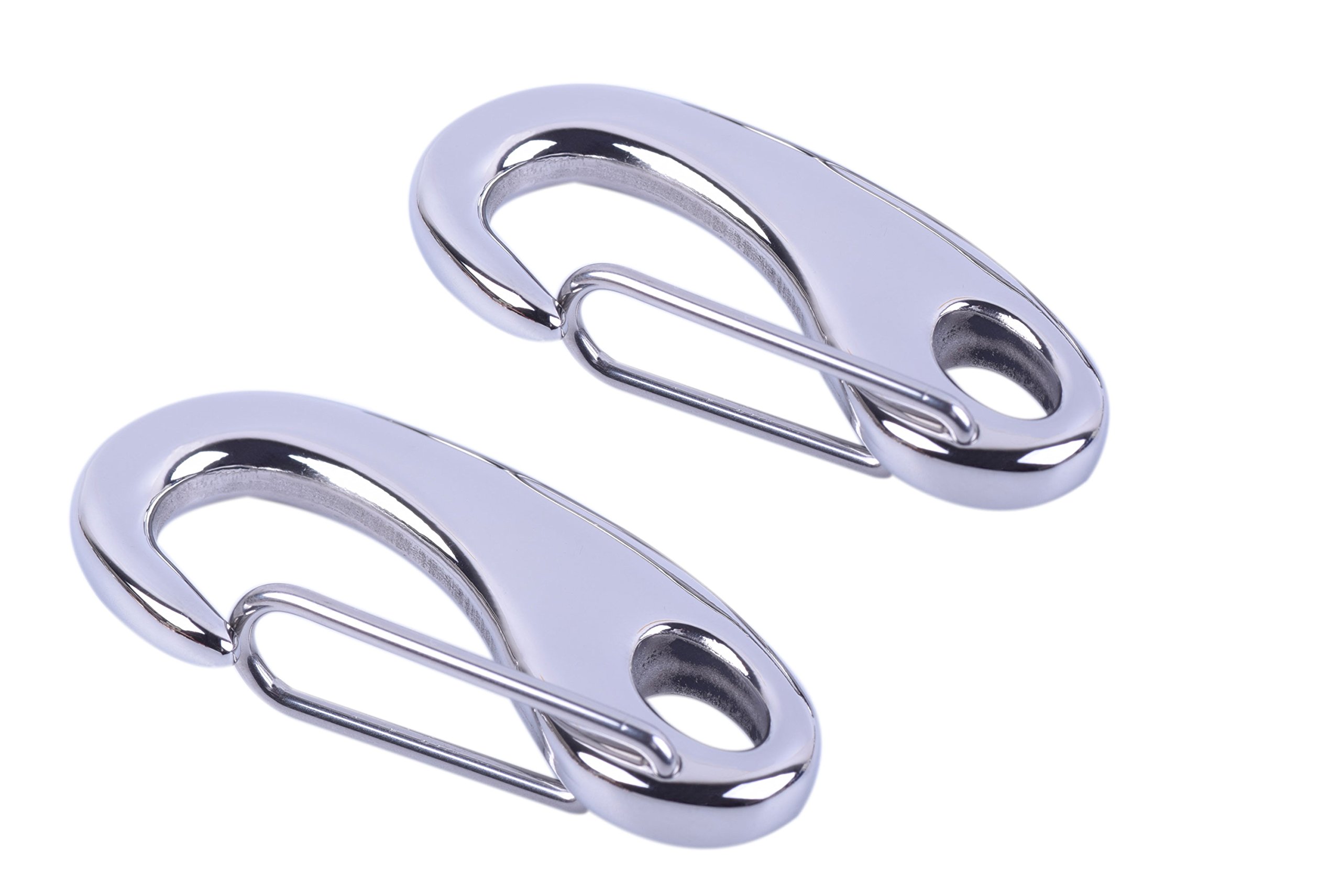 KONMAY 5pcsSolid 316L Stainless Steel Spring Backpack Clasps Paracord Carabiner Clips Tractical Survival Gear