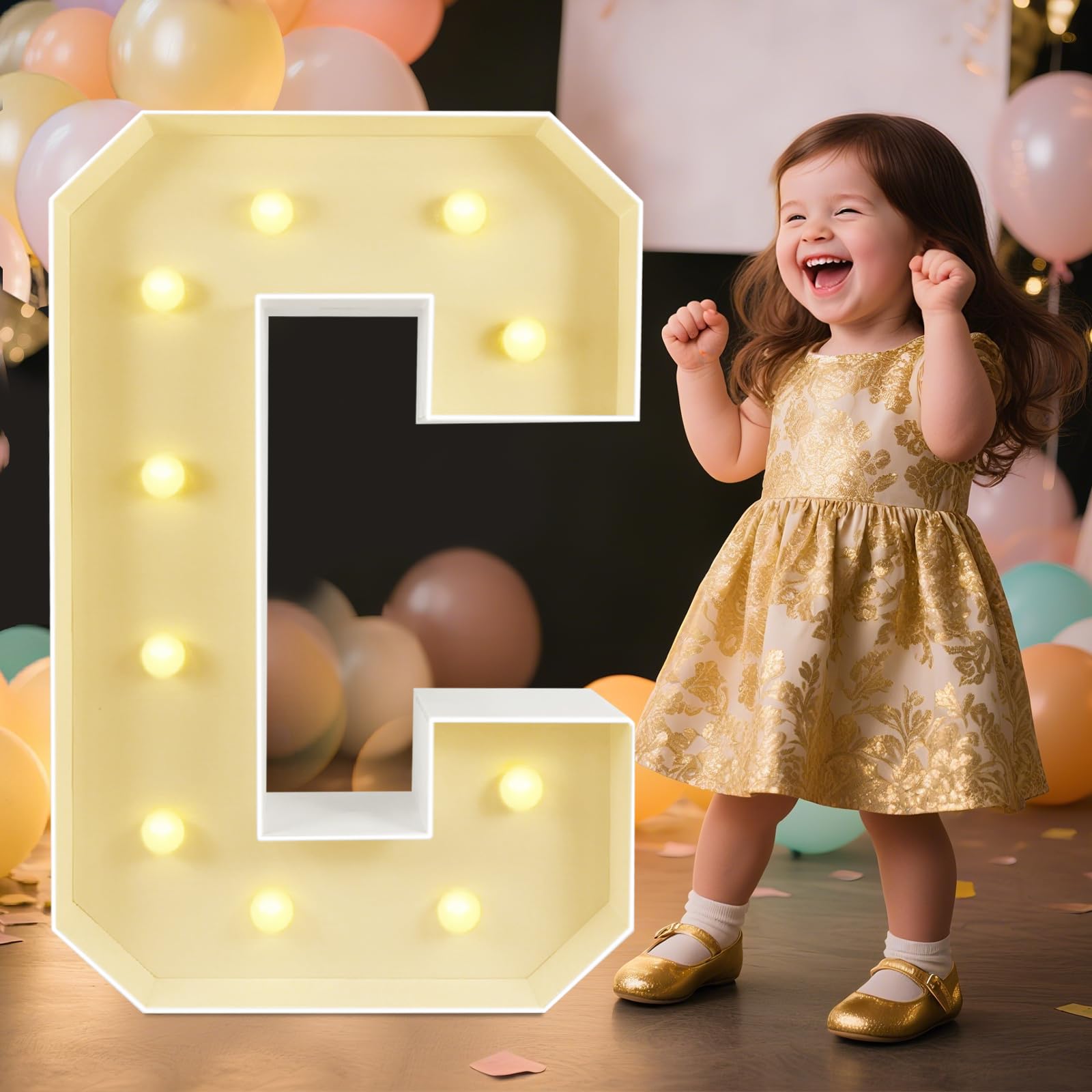 Leuchtbuchstaben für Festzelt: 91 cm, große dekorative Schilder für Party-Dekorationen, Babyparty, Geburtstag, Hochzeit, Verlobung, Jahrestag, 90 cm hoch, vorgeschnitten, DIY-Buchstabe C, einfach zu