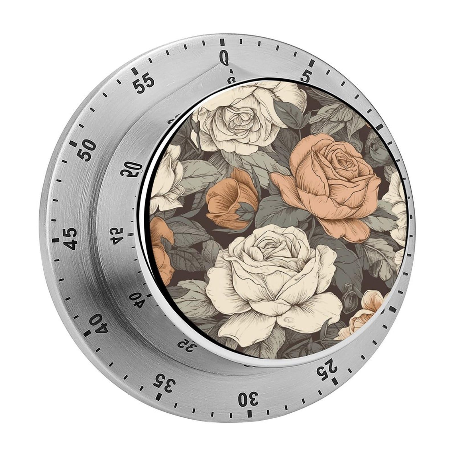 A Hand Drawn Painting Visual Timer with Loud Alarm 60-Minute Kitchen Timers Exquisite Stainless Steel Body - Mechanical Desk Timer Countdown Clock for Cooking Chef Clock