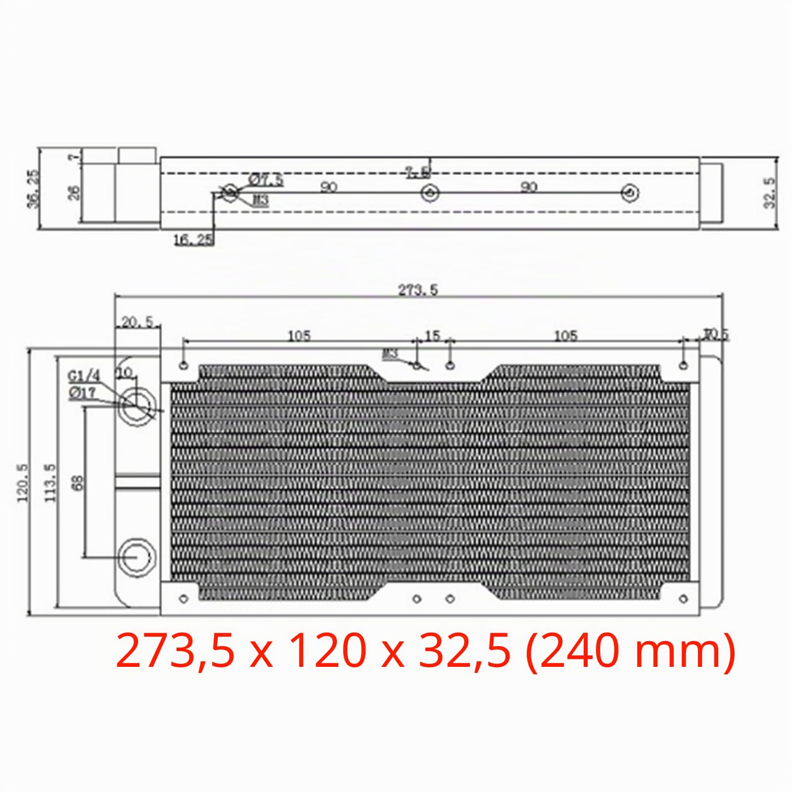 KIMISS Radiateur de Refroidissement par Eau en Aluminium - Dissipateur de Chaleur Blanc pour Ordinateur (240mm)