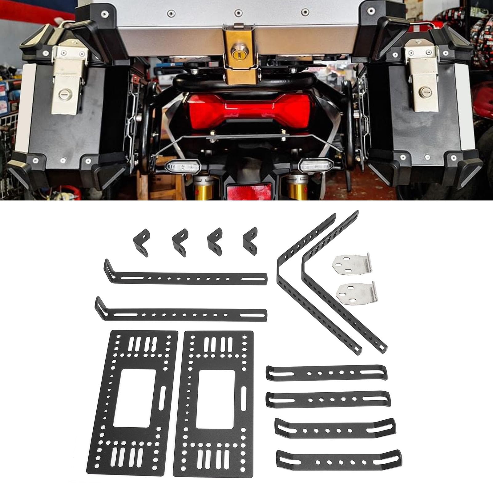 Akozon Caja de Motocicleta Aleación de Aluminio Caja de Silla de Montar Hard Support Rack Casco Equipo de Montaña