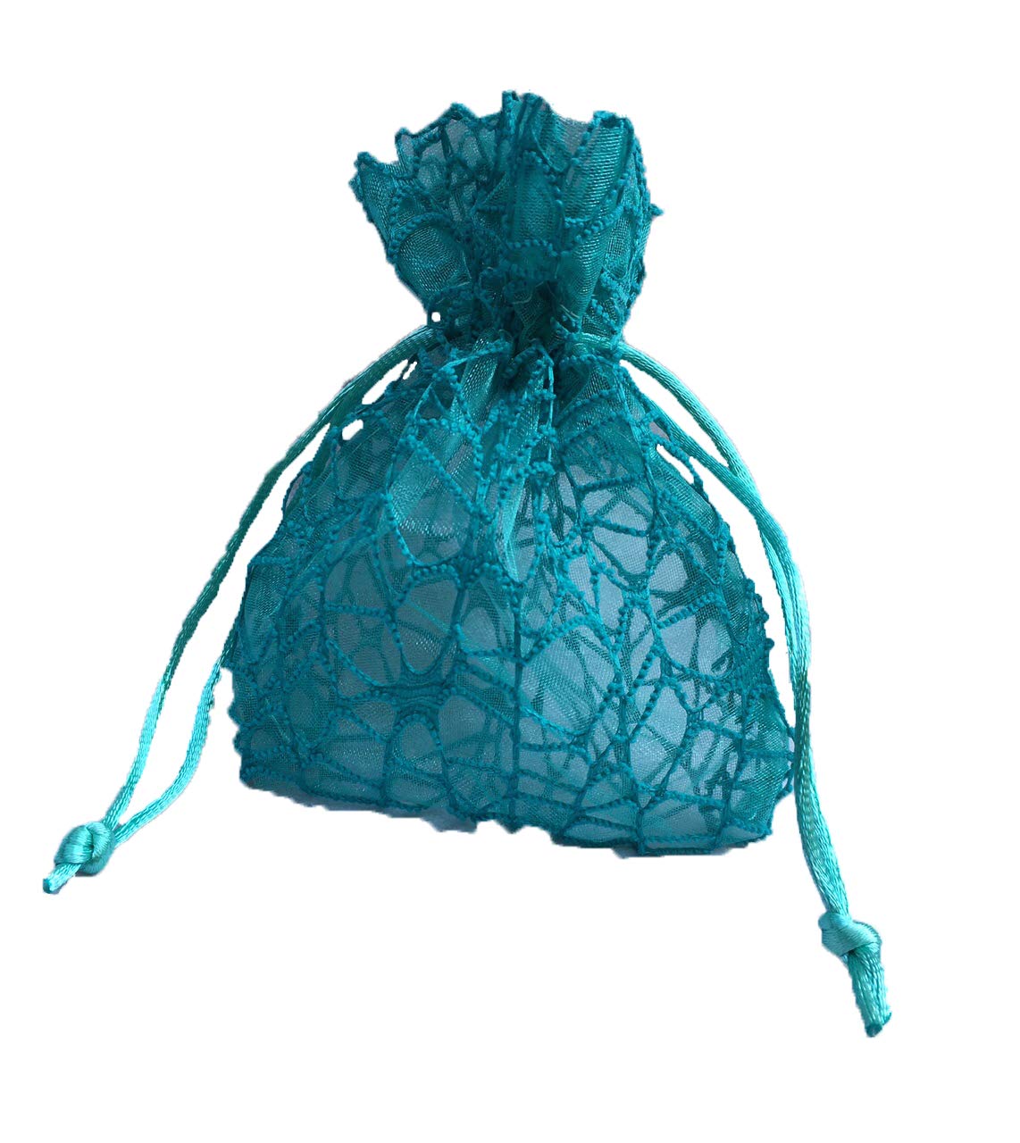 IRPot 24 Sacchetti Portaconfetti Rotondi In Rete – Colore Azzurro Cielo – Per Bomboniere, Comunioni, Battesimi, Feste - 4