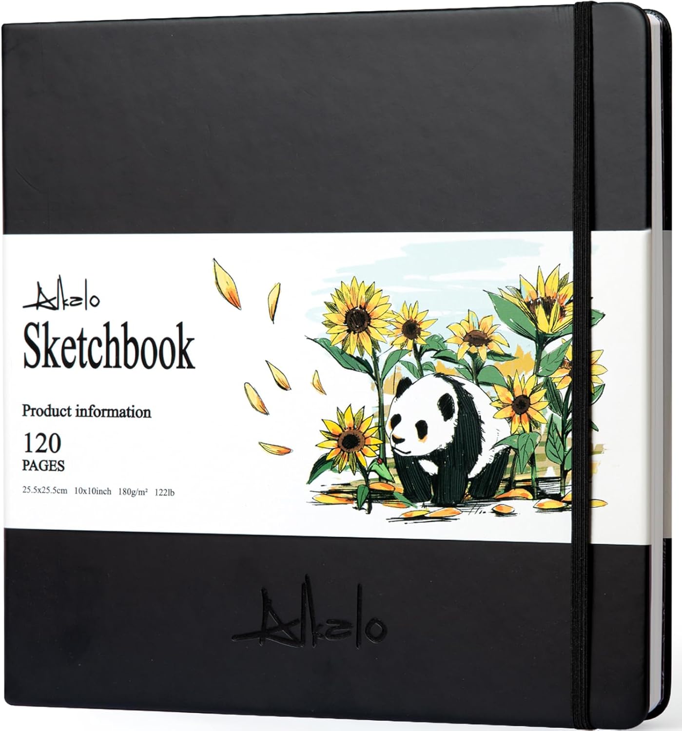 Square Sketchbook for Drawing, 120 Pages Sketch Book, 122LB/180GSM Thick Paper, Mixed Media Sketchbook for Charcoal Pencil, Inks Pen, Colored Pencil, Acrylic Marker, Oil Pastel