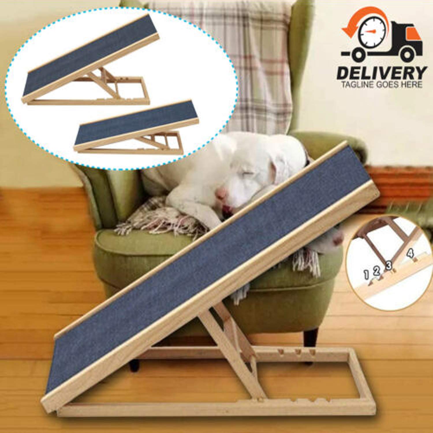 Hunderampe Auto Klappbar,Hunderampe rutschfeste für Katzen große und kleine Hunde,Höhenverstellbar Einstiegshilfe Haustiere Hundeeinstiegshilfe Bett Sofa Rampe Hund,70 x 35 x 30cm