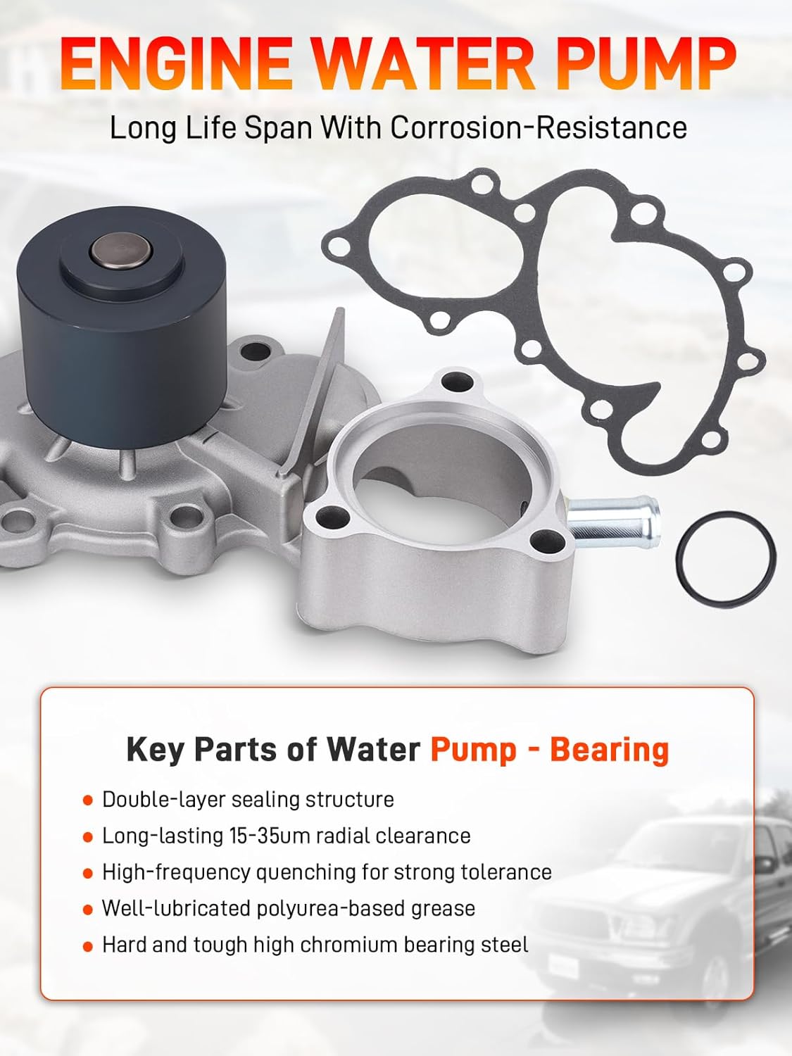 Engine Timing Belt Kit with Water Pump Compatible with Toyota Tacoma 4Runner Tundra T100 1995-2004, 3.4L V6 5VZFE DOHC Replcae # TKT-025 TBK965AWP