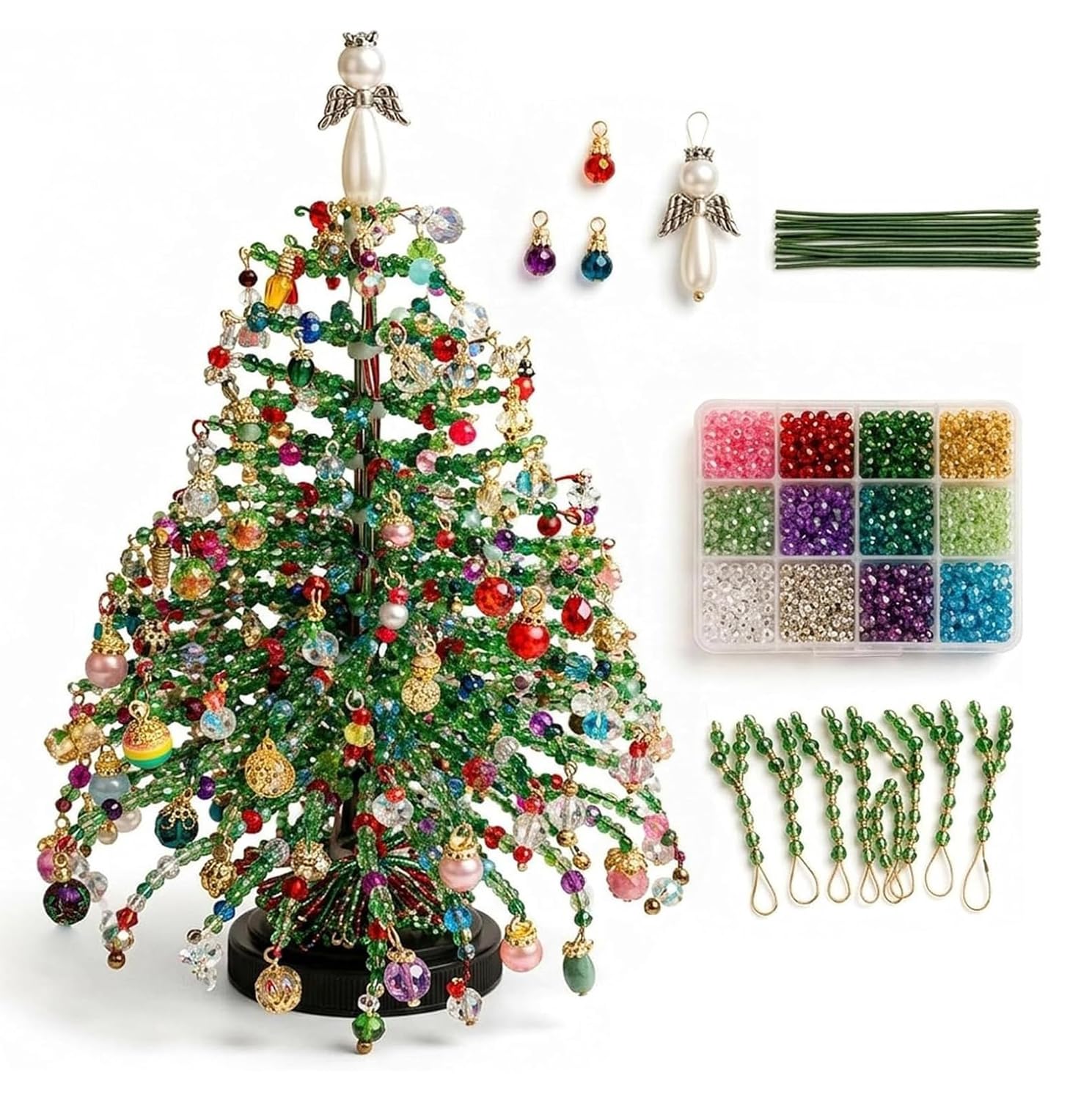 Diy Beaded Christmas Tree Kit,Craft Kit,Night Light DIY Festive Centrepiece