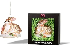 Party Rock Bunny with Baby Glass Ornament
