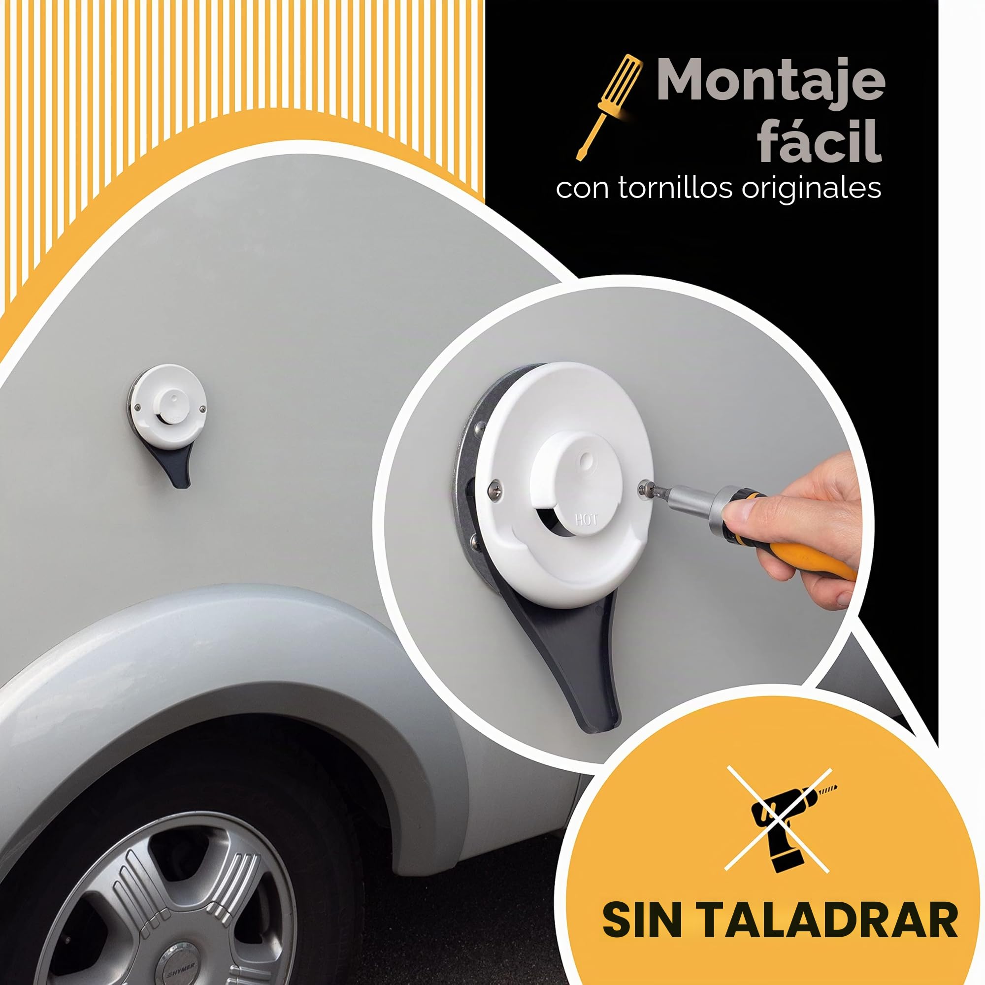 Villkin - Desagüe de condensación (2 unidades) para autocaravana compatible con calefacción Truma (distancia entre orificios de 96 mm) – Desagüe para cubierta de chimenea de caravana