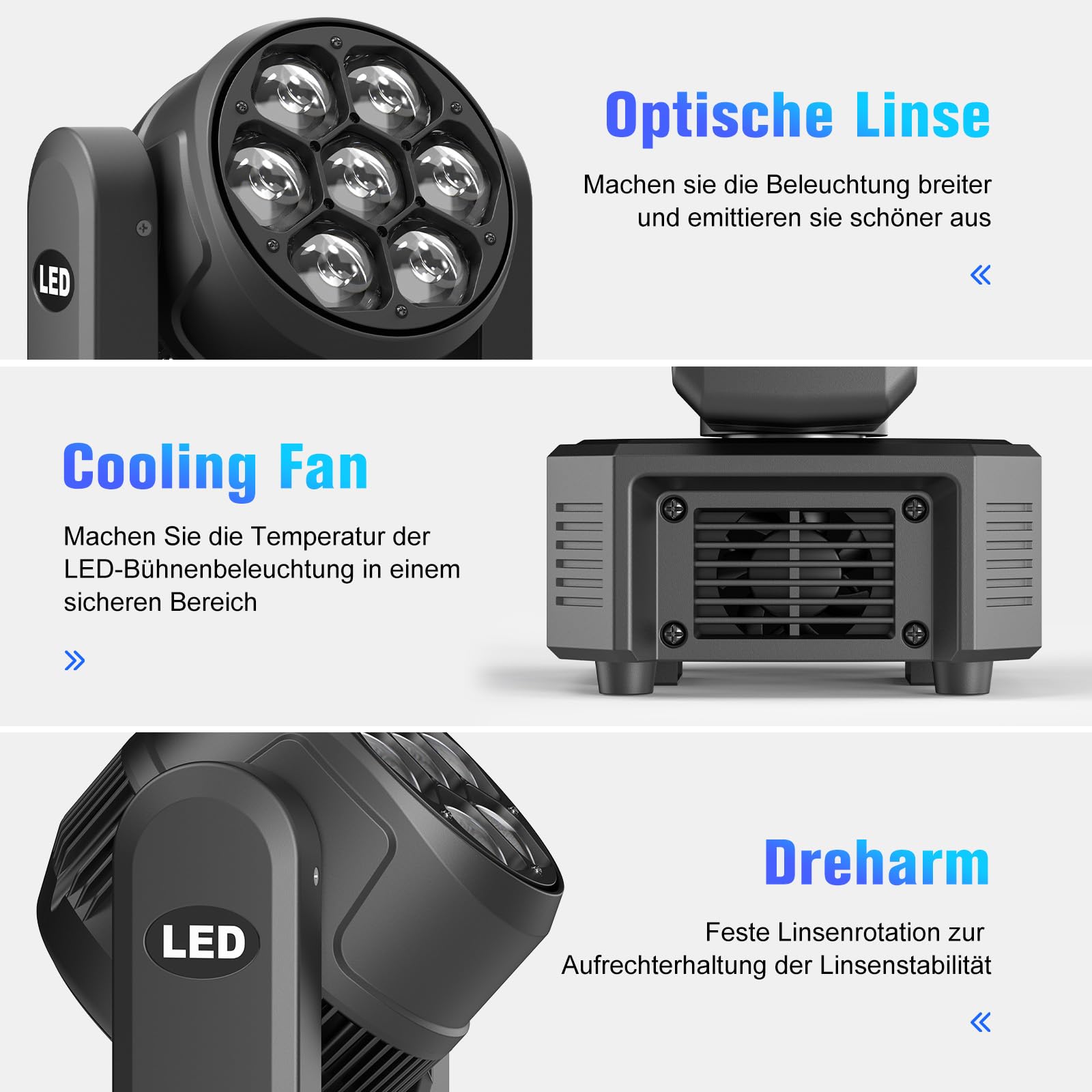 7X40W Teste Mobili LED RGBW Luci Discoteca Beam Funzione Zoom Effetto Luce Discoteca per Natale Feste Concerti Matrimoni Discoteca Eventi Bar Club