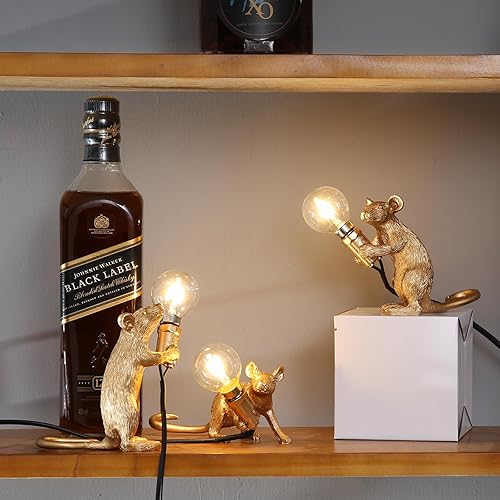 Miniatura 6 de Moderna lámpara de ratón de resina con luces de mesa, lámparas creativas de escritorio, decoración de regalo de mesita de noche, dormitorio LED,