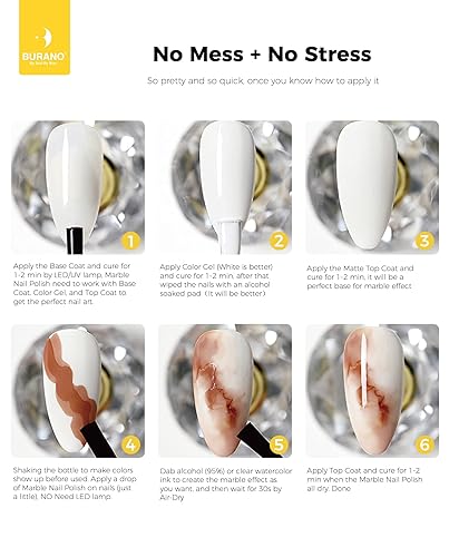Miniatura 6 de BURANO Esmalte de uñas en gel de mármol, 1 botella de esmalte de uñas de gel floreciente, tintes de mármol, arte de uñas de mármol para el hogar,
