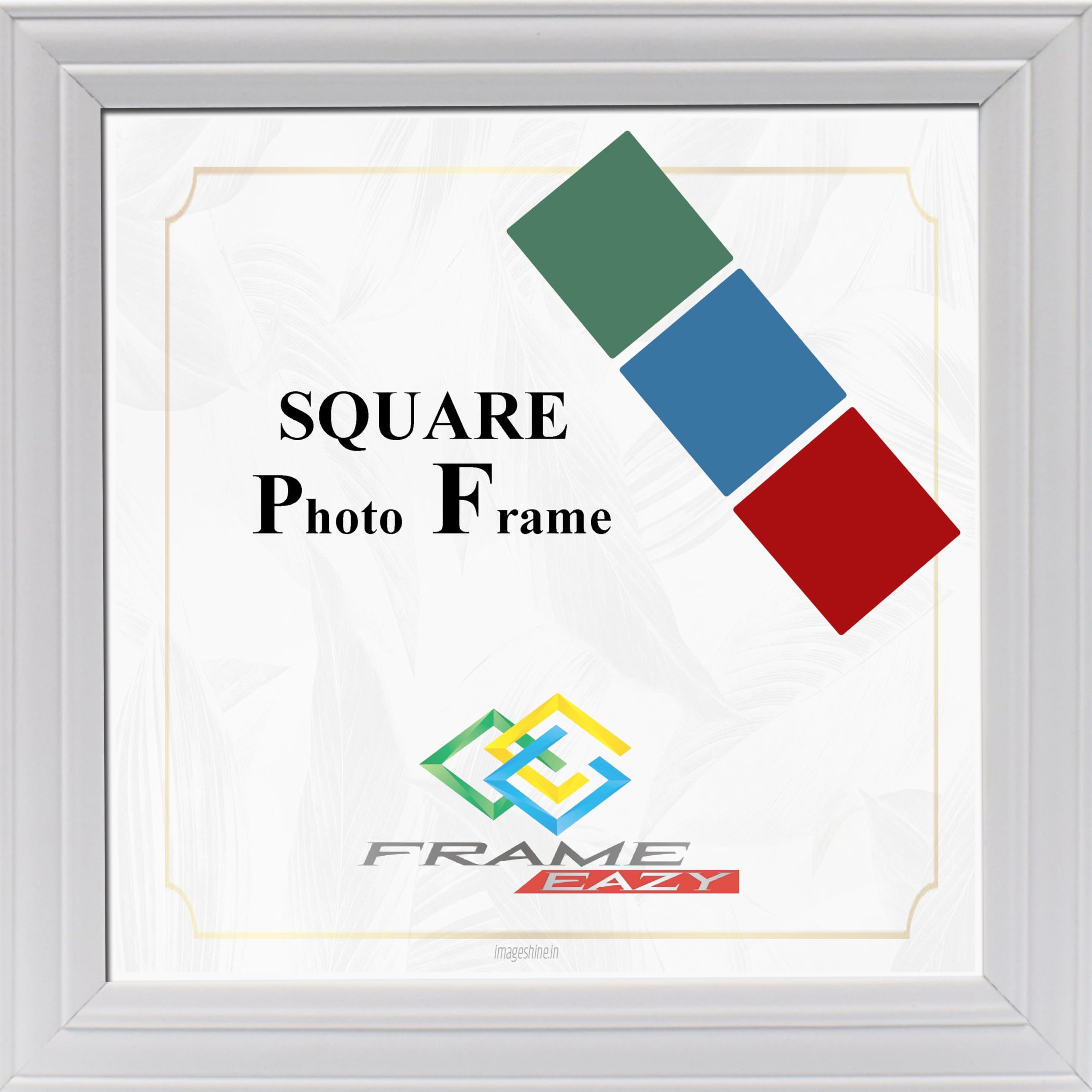 FRAME EAZY 40x40cm Square Photo Frame White - Antique Style Square Picture Poster Frames With Safe Perspex Front & Wall Mounting Hooks - Square Frame White, 40 x 40 cm (15.7" x 15.7")