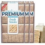 Premium Fresh Stacks Original Saltine Crackers – 13.6 oz (3 Pack of 8 Stacks) – Topped with Sea Salt – Crisp, Light, and Versatile – Healthy Snacks for Soups, Dips, and Everyday Enjoyment (Luxenton Tradmark Spoon Included) (3)