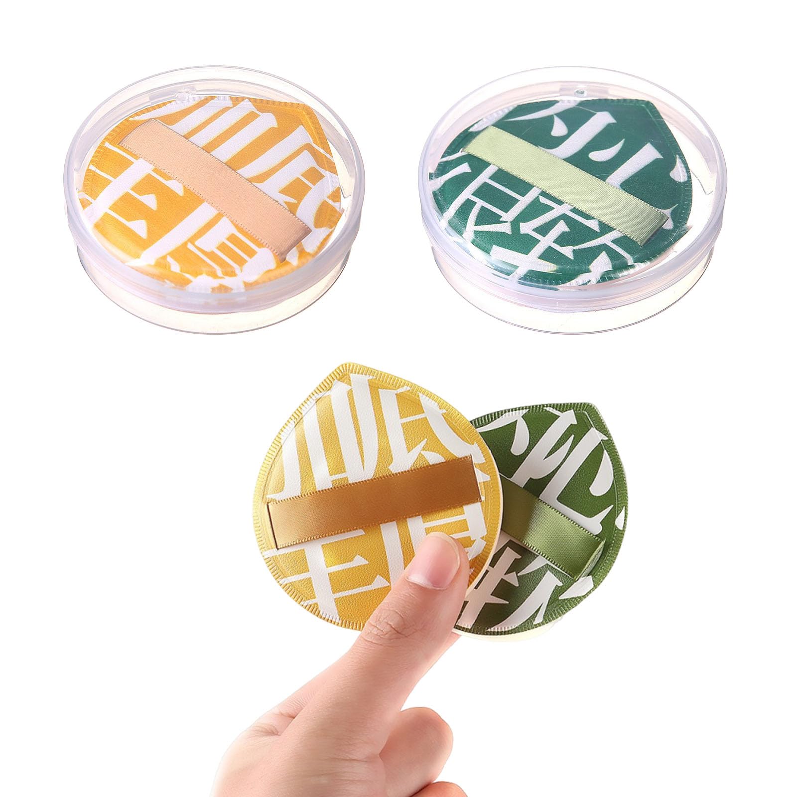 CHANJIF チャコット パフ 2枚 メイク ファンデーション スポンジ マシュマロパフ 乾湿両用上化粧エアマットパフ 超ソフトコットンを厚くする メイク用パフ イエロー グリーン