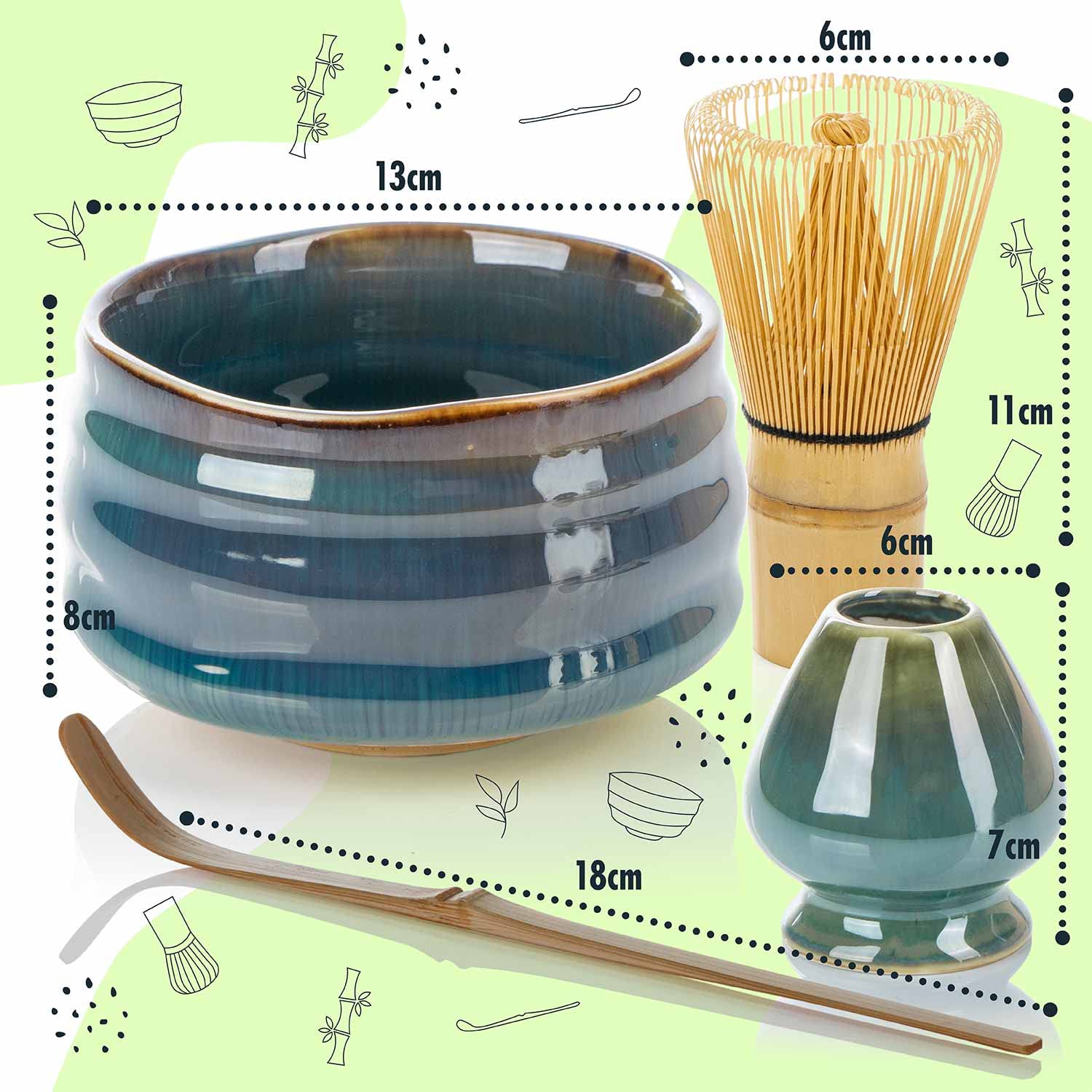 Joiish 10-delige Matcha Kit Set, Garde en Kom met Schenktuit en Maatschepje, Japans Theezetgereedschap