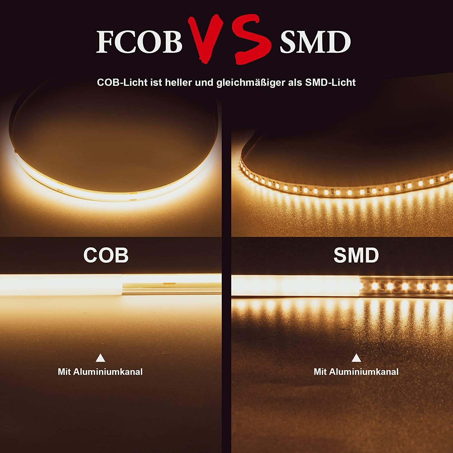 TTWAY Striscia LED COB 3M, LED Striscia 2700K con Alimentatore e Telecomando, DC24V, 480LEDs/M, CRI 90+, larghezza 8mm, Striscia LED 3 metri Bianco Caldo per la Decorazione della Camera da Letto