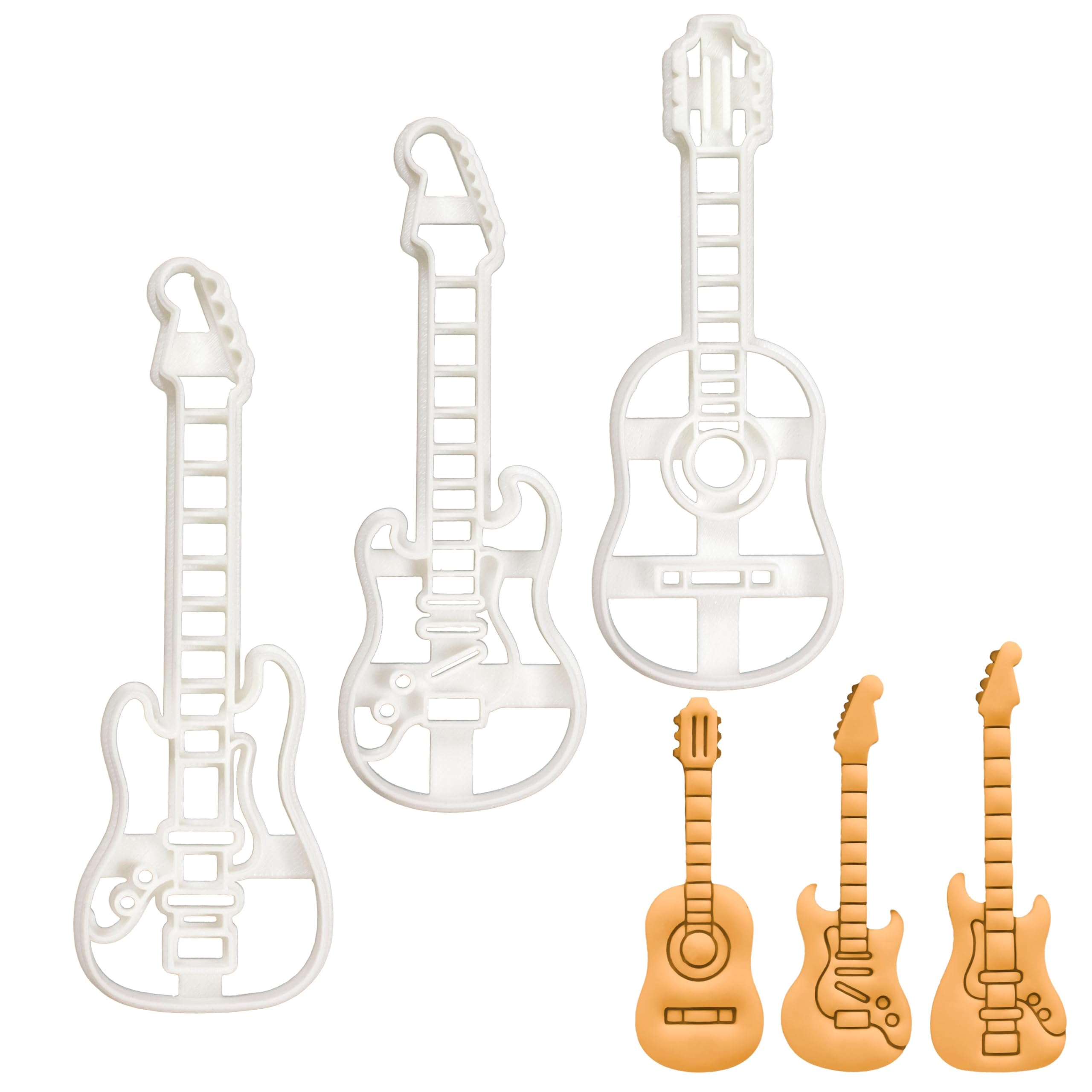 ensemble de 3 emporte-pièces pour guitare (motifs: acoustique, électrique, basse), 3 pièces